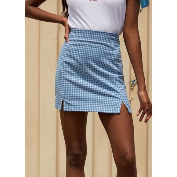 Brandy Melville Dresses & Skirts - BRANDY MELVILLE Womens Y2K Ocean Blue Plaid Cara Skirt Size 34 A001748